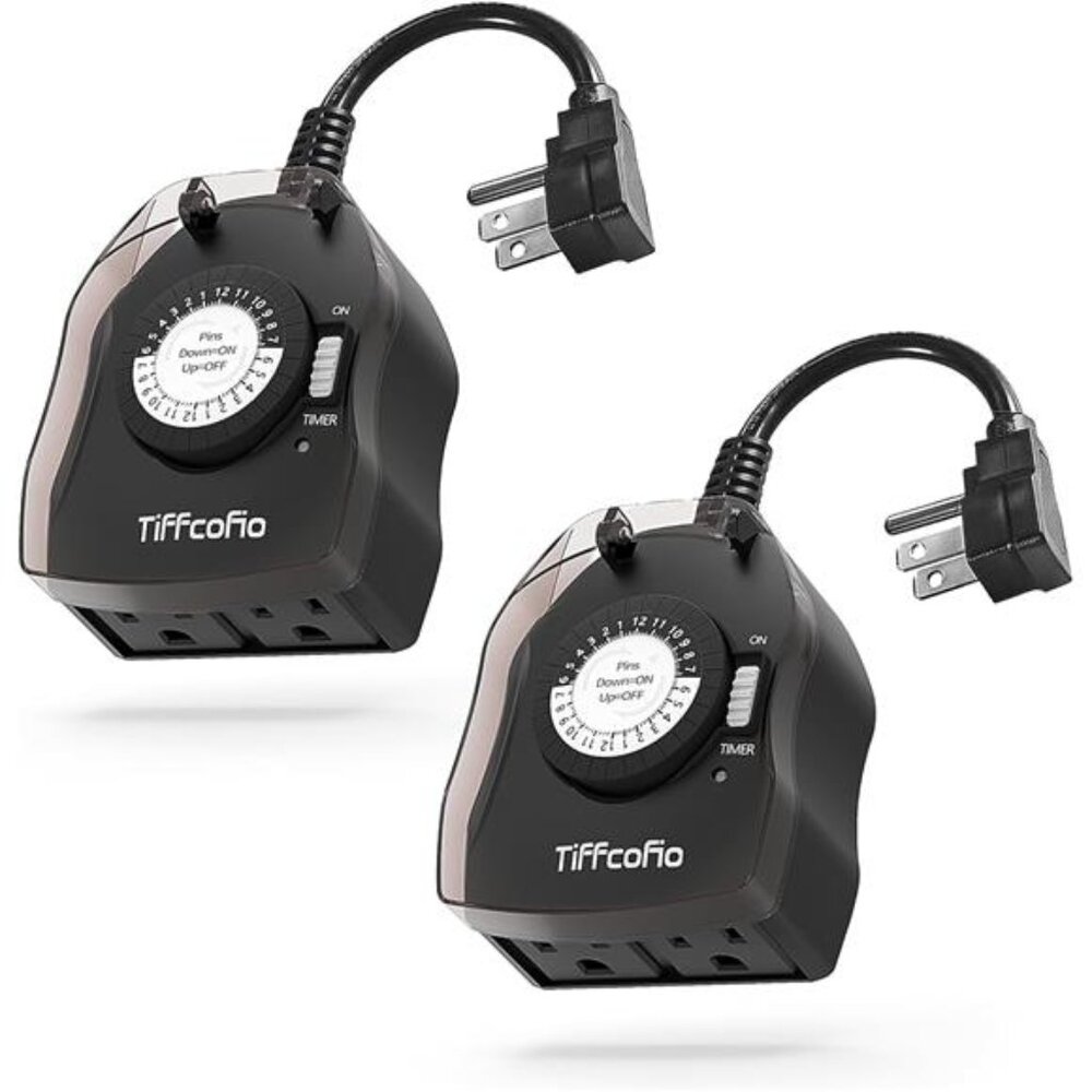 Outdoor Timer Outlet, 24 Hour Mechanical Outdoor Timer for Lights,Light Timer